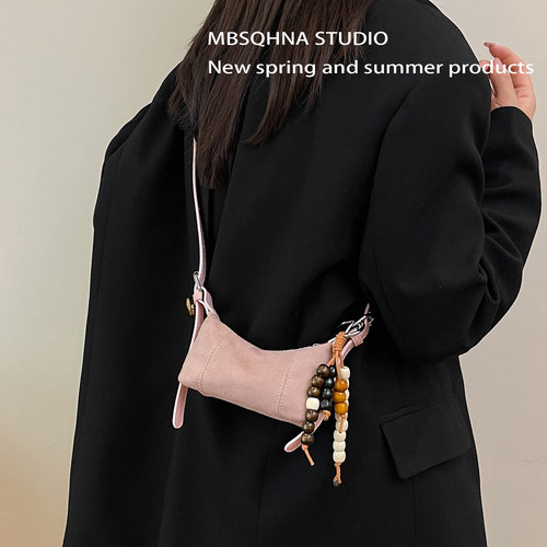 MBSQHNA小众设计包包女2025新款麂皮绒单肩斜挎包秋冬洋气饺子包 - 图0