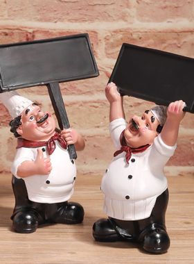 独特举牌厨师摆件创意家居摆设礼品烘焙店酒吧咖啡馆装饰