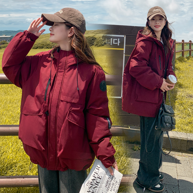 2025冬季新款时尚百搭连帽保暖派克服棉衣女中长款连帽宽松棉服潮 - 图2