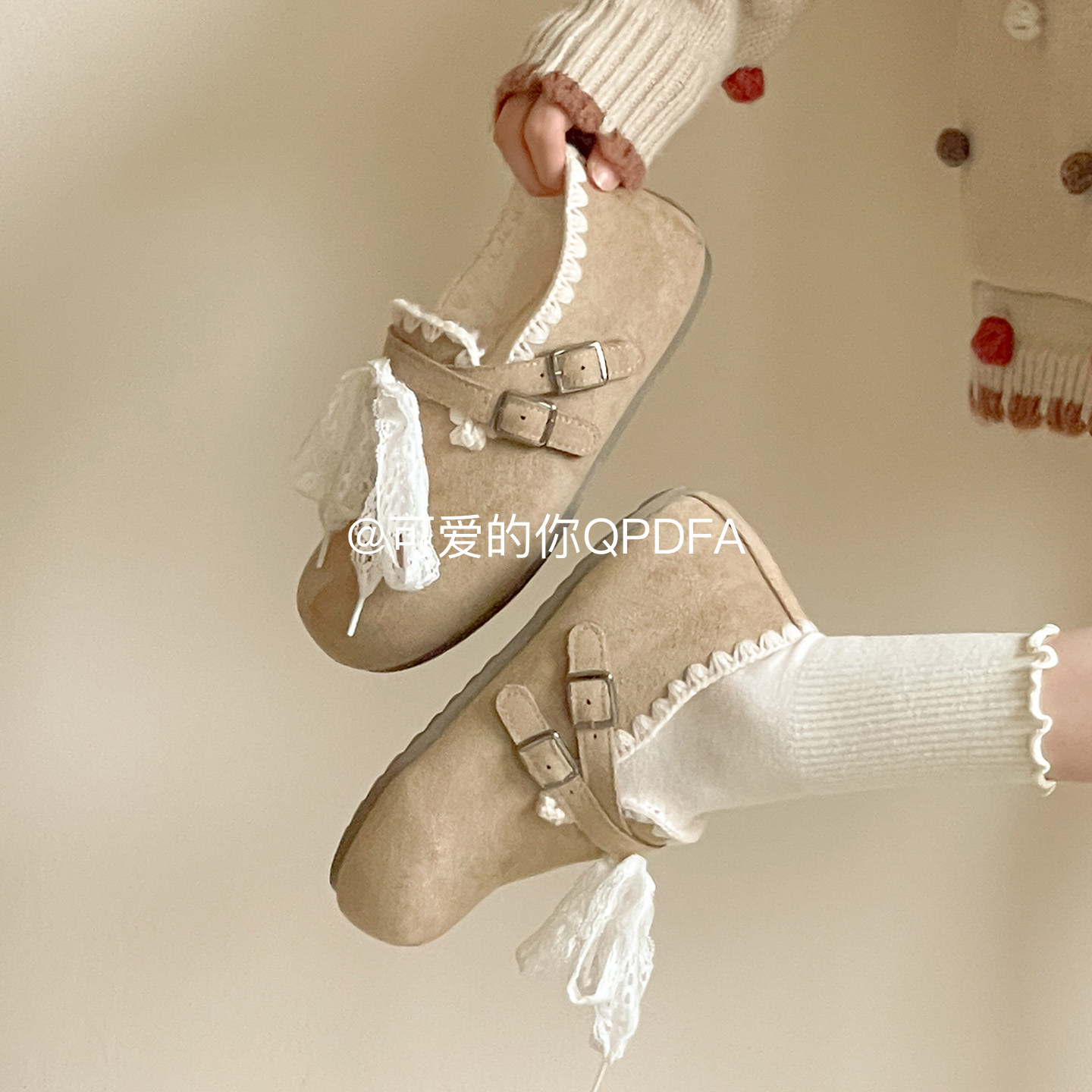 可爱的你韩系百搭小白鞋子女2025新款爆款秋季厚底女鞋全包勃肯鞋,淘宝优惠券,粉丝福利购,淘宝优惠卷