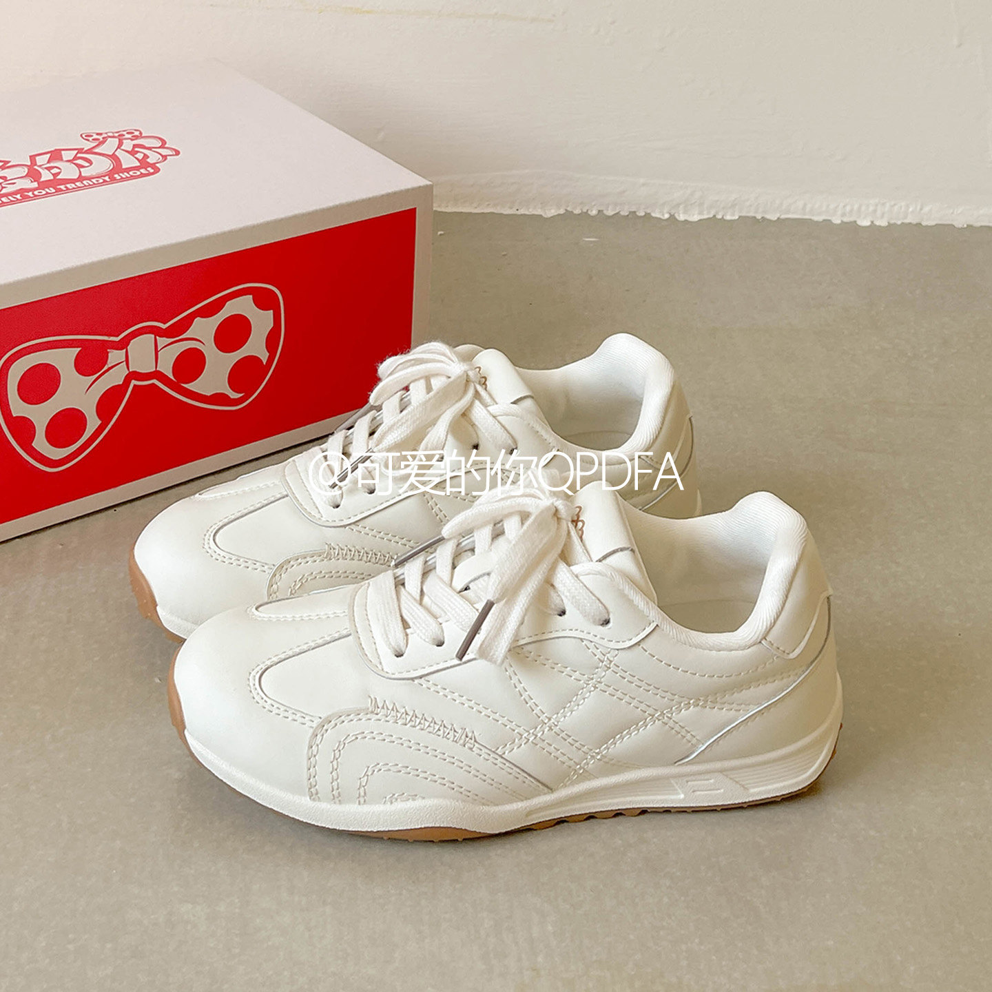 可爱的你秋季女鞋厚底小白鞋子女2025新款爆款休闲板鞋复古德训鞋,淘宝优惠券,粉丝福利购,淘宝优惠卷