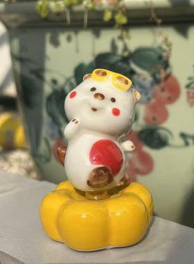 景德镇手工手绘陶瓷车载旋转摆件