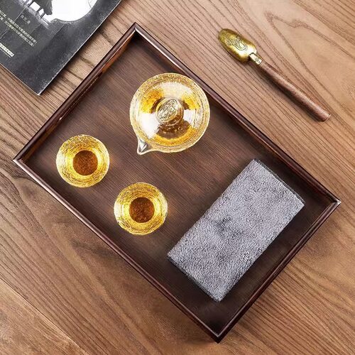 客厅中式茶点干果收纳盘围炉煮茶配件家用高边茶具茶托盘 - 图1