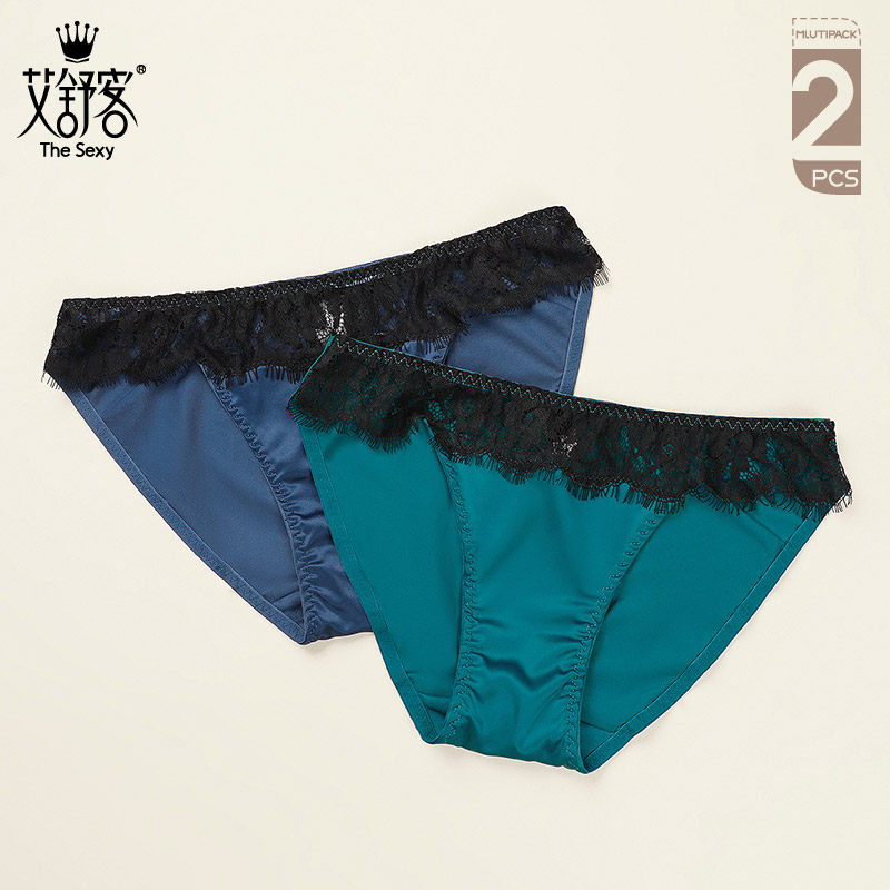 2条装欧美无痕蕾丝女士性感三角裤 艾舒客内裤