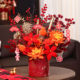 Fortune fruit hug bucket red fruit ornaments New Year's housewarming decoration living room New Year's Eve flowers New Year's blessing bucket simulation flowers