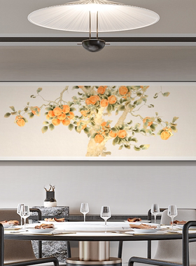 事事如意金箔挂画鎏金彩雕工艺横幅壁画新中式客厅餐厅高端装饰画