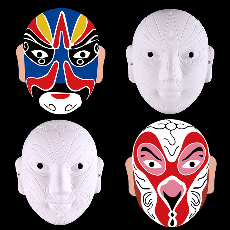 京剧脸谱绘画模具戏曲未上色diy材料包手工面具空白彩绘手绘道具-图1