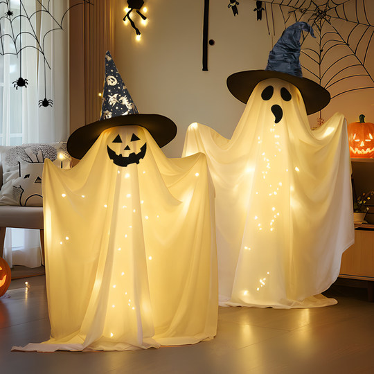 万圣节装饰门口摆件发光搞怪幽灵灯道具户外装扮氛围场景布置道具