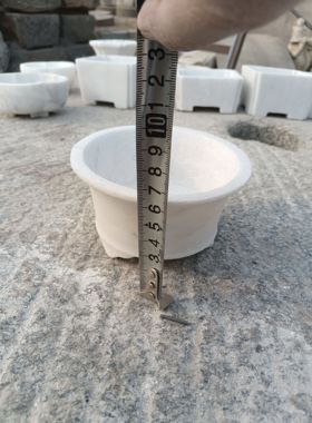 汉白玉石盆圆盆小石盆盆景盆浅水盆菖蒲盆多肉盆整石抠挖天然石材