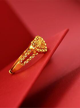 爆闪闪烁之心沙金戒指女不掉色