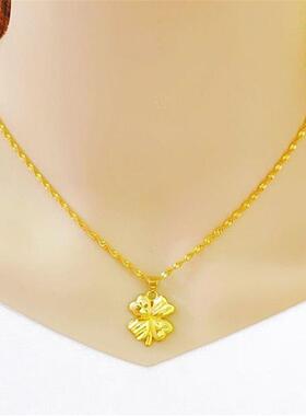 一心一意爱心吊坠女真金色项链