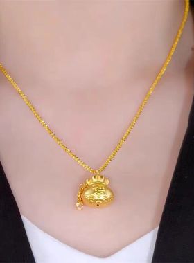 真的很好看真金色项坠女五帝钱