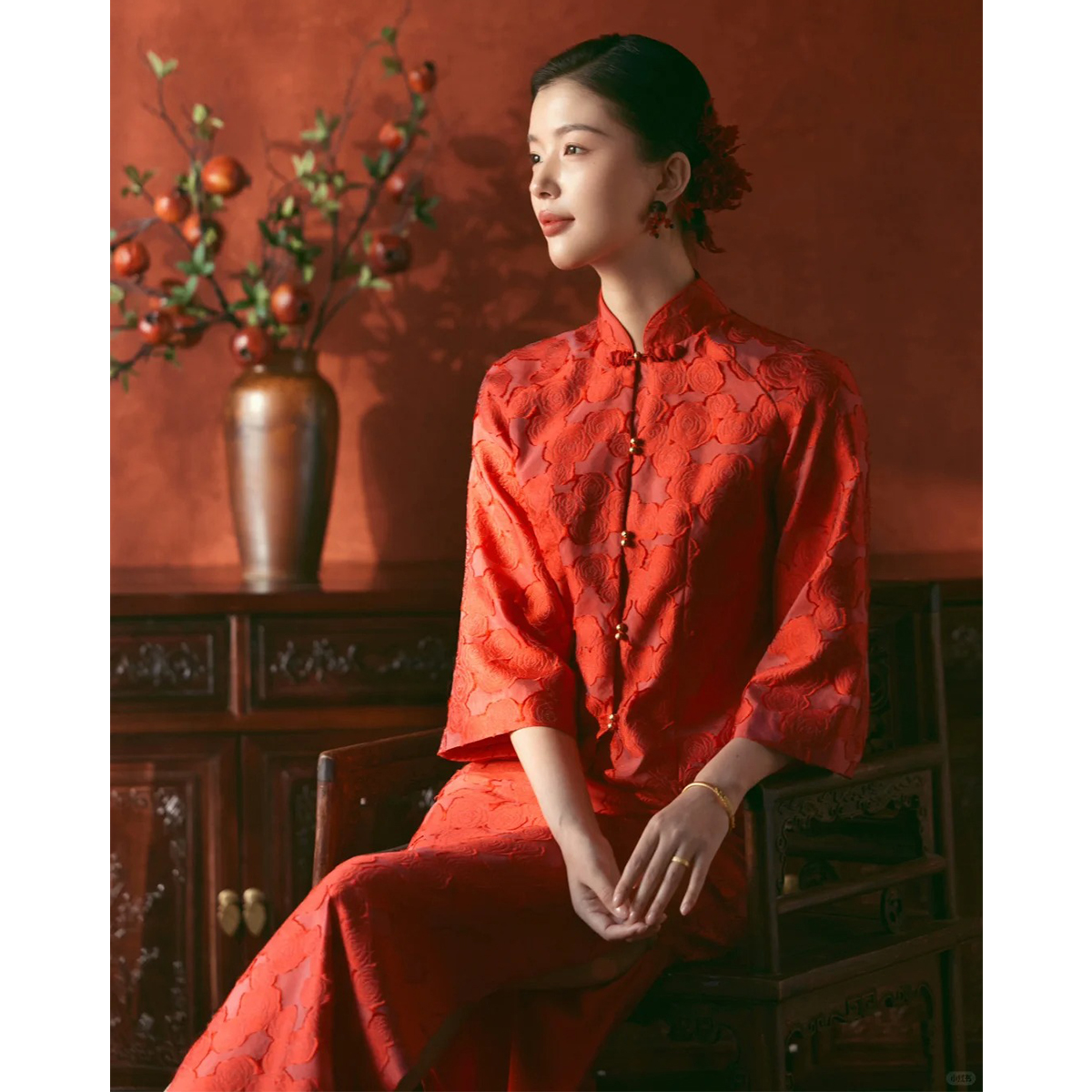 新中式国风改良敬酒服结婚礼服新娘出阁服订婚连衣裙回门宴套装女 - 图3