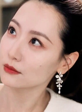 无可替代林珑白冰同款繁花珍珠耳坠银针耳饰中长款小众气质耳环女