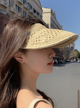 空顶草编遮阳帽女夏季防晒太阳帽