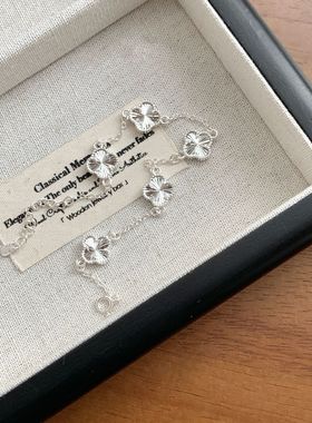 纯银五花四叶草手链女款轻奢小众