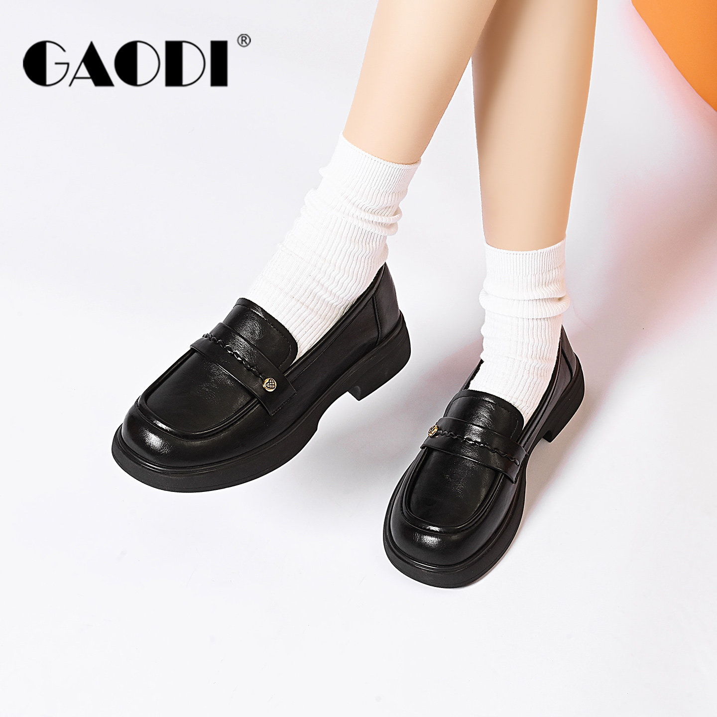 高蒂学院风低跟乐福鞋女2026春季一脚蹬百搭休闲JK小皮鞋显脚小,淘宝优惠券,粉丝福利购,淘宝优惠卷