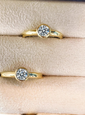 轻奢简约1克拉泡泡钻戒指