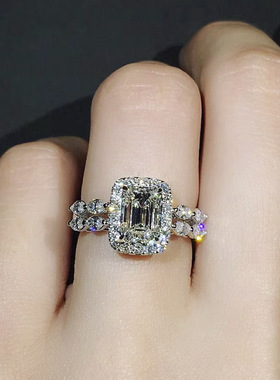 公主风方形求婚克拉钻石戒指