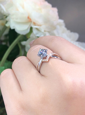 创意网红型皇冠戒指镀pt950玫瑰