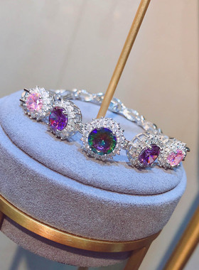 超闪粉钻紫水晶高碳钻手链女