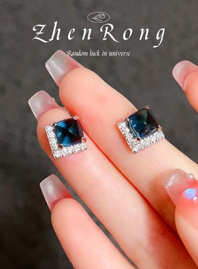 奢华彩宝糖塔耳钉高碳钻耳钉