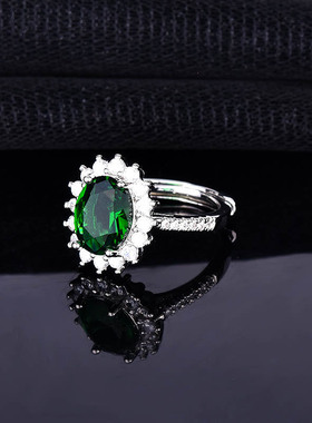 抖音爆款镶嵌椭圆形仿天然祖母绿