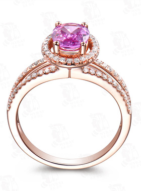 粉色18k金镶嵌仿真钻石订婚戒指