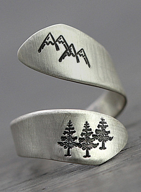 镀银可调节戒指可刻字