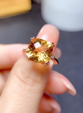 5克拉公主方钻开口彩宝钻戒