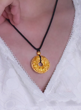 黄金色手工项链平安扣吊坠