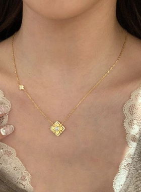 Young意大利布布风碎冰冰吊坠女轻奢CNC工艺超闪镶钻四叶草项链女