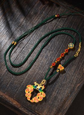 young传承烧蓝黄金孔雀开屏吊坠