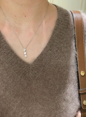 Young法式轻奢不规则三生石锆石项链女时尚简约百搭吊坠锁骨链女