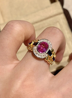 复古vintage绝地武士红刚玉戒指
