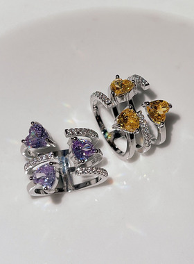 网红同款轻奢心形戒指少女