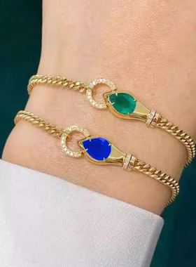 中古风古巴链灵蛇皇家蓝手镯女