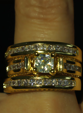 热卖结婚套戒欧美奢华方钻跨境