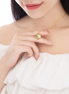 young古法传承独角兽3d硬金吊坠