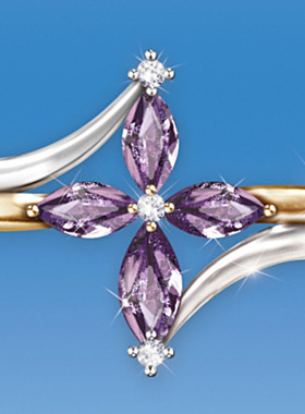 跨境货源镶嵌紫色水晶马眼锆石