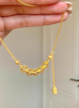 碎冰冰五帝铜钱币沙金项链