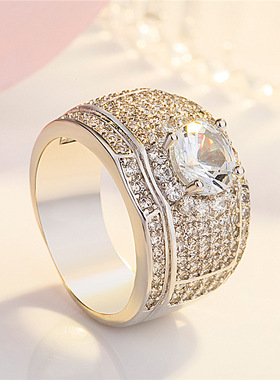 奢华群镶满钻霸气男士戒指