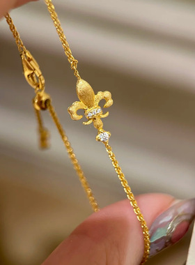 法式复古拉丝鸢尾花手链吊坠女