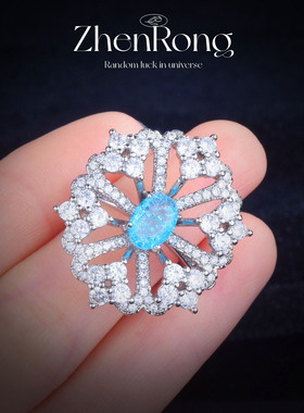 轻奢复古海蓝宝花朵戒指