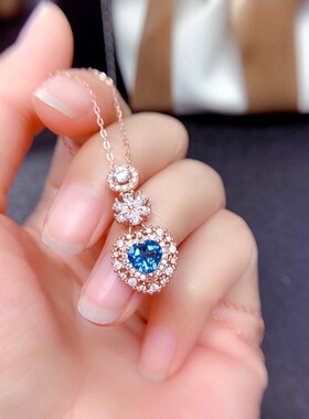 抖音引流福利款天然蓝托帕石项链