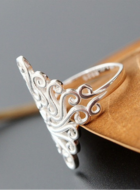 戒指花纹欧美风夸张银饰品