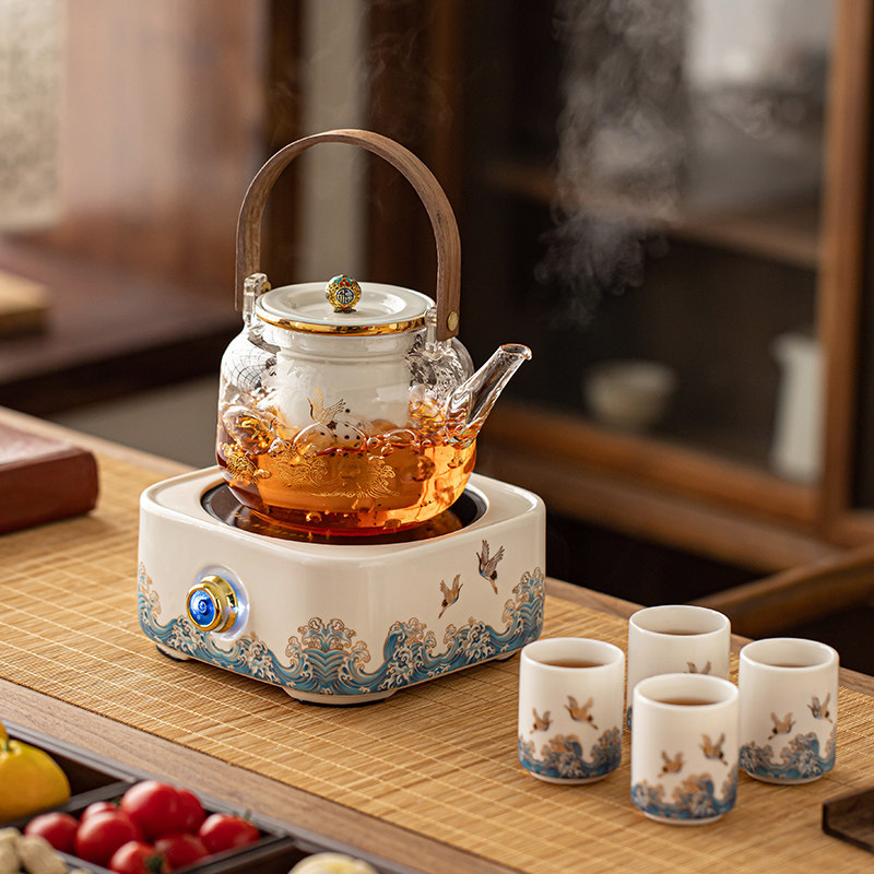 煮茶器围聚煮茶炉家用玻璃茶壶2024新款电陶炉小型高端烧水壶套装,淘宝优惠券,粉丝福利购,淘宝优惠卷