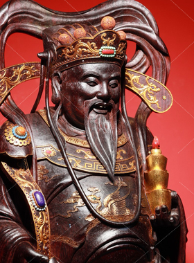 【壮的响亮】紫气迎福文财神印度小叶紫檀收藏珍品清刀造像摆件