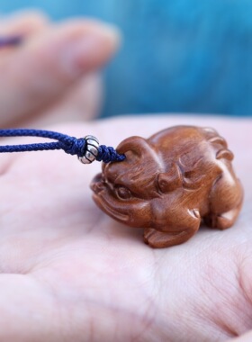 响亮獬豸独角兽雷击老枣挂件饰品