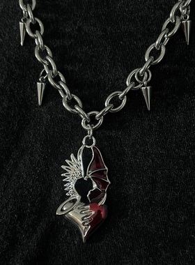 怪糖饰物集原创天使恶魔爱心项链